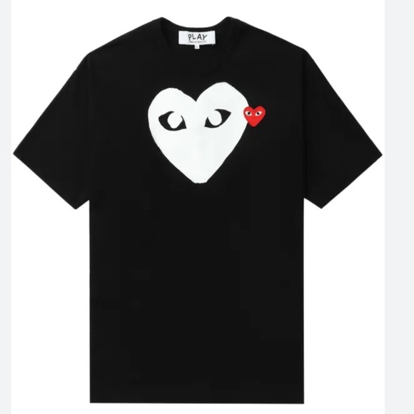 Comme des Garcons PLAY Tops - Comme des Garcons PLAY Black Tee with Double Heart Logo